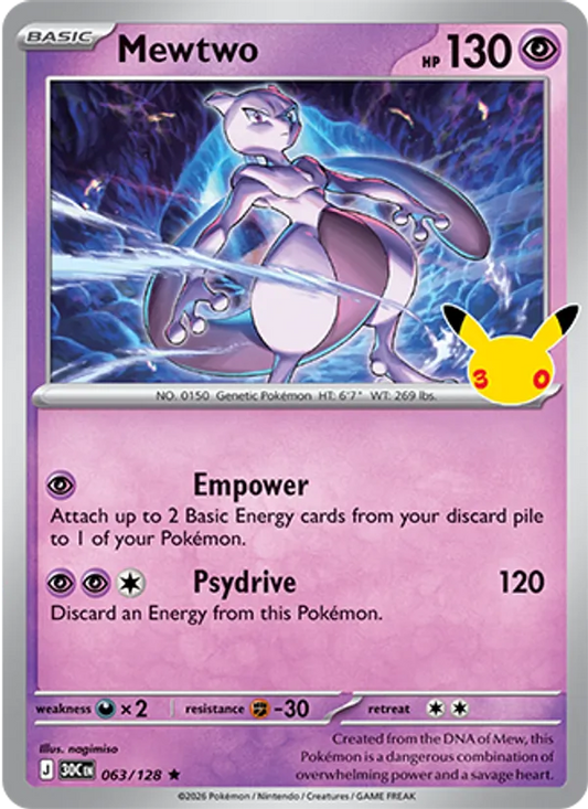 Mewtwo Normal 063/128 30th Celebration Pokémon Card