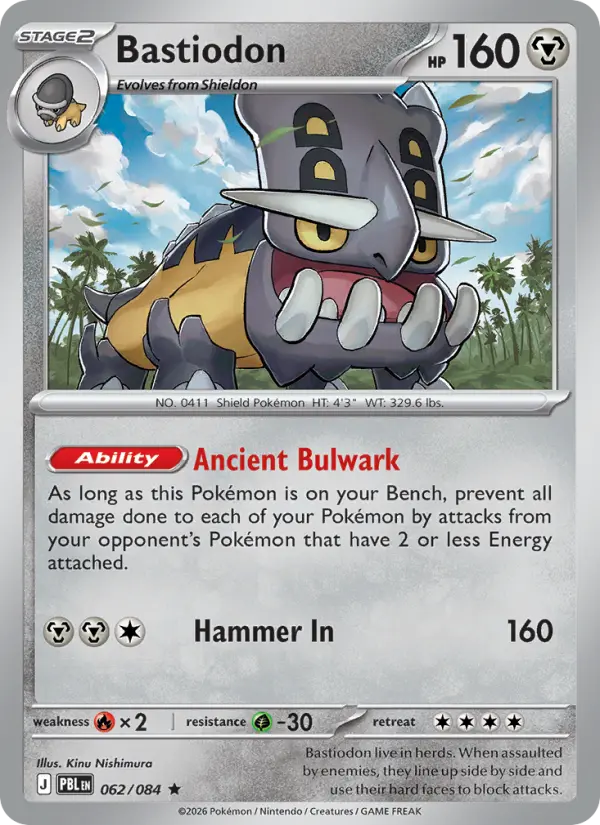 Bastiodon Holo 062/84 Pitch Black Pokémon Card