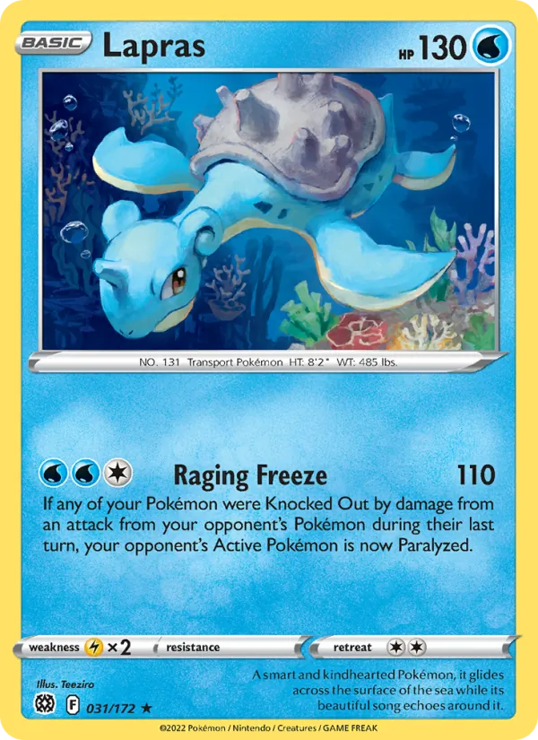 Lapras Reverse Holo 031/172 Brilliant Stars Pokémon Card