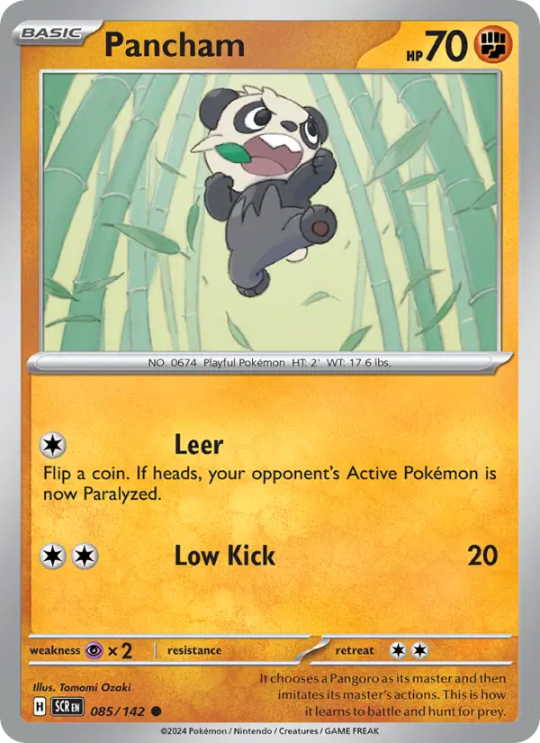 Pancham Reverse Holo 085/142 Stellar Crown Pokémon Card