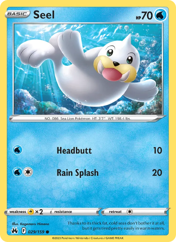 Seel Reverse Holo 029/159 Crown Zenith Pokémon Card