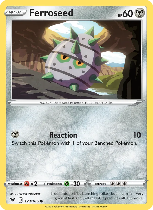 Ferroseed Reverse Holo 123/185 Vivid Voltage Pokémon Card