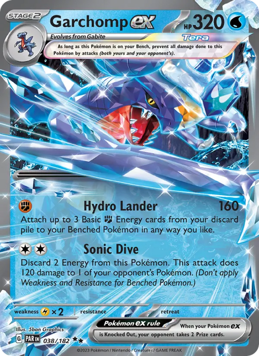 Garchomp ex Holo 038/182 Paradox Rift Pokémon Card