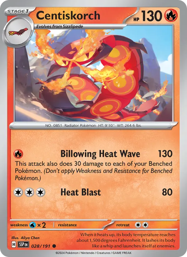 Centiskorch Reverse Holo 028/191 Surging Sparks Pokémon Card