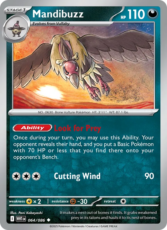Mandibuzz Normal 064/86 White Flare Pokémon Card
