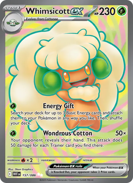 Whimsicott ex Holo 157/86 White Flare Pokémon Card