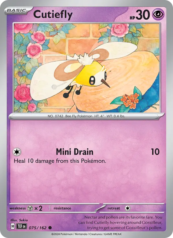 Cutiefly Reverse Holo 075/162 Temporal Forces Pokémon Card