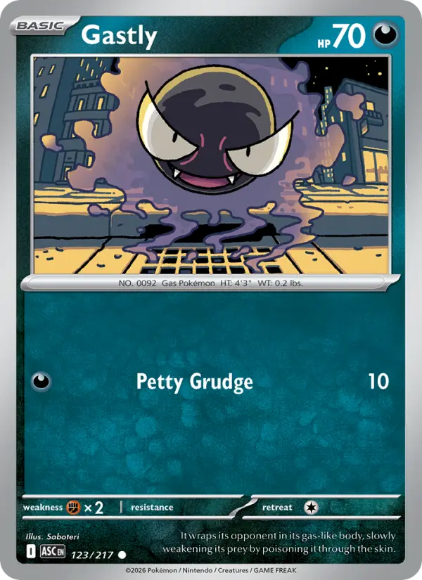 Gastly Reverse Holo 123/217 Ascended Heroes Pokémon Card