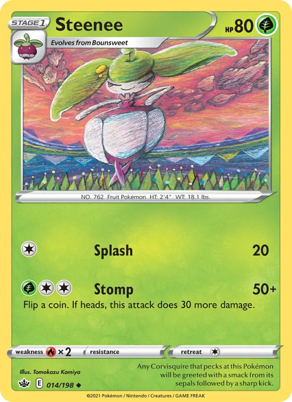 Steenee Reverse Holo 014/198 Chilling Reign Pokémon Card