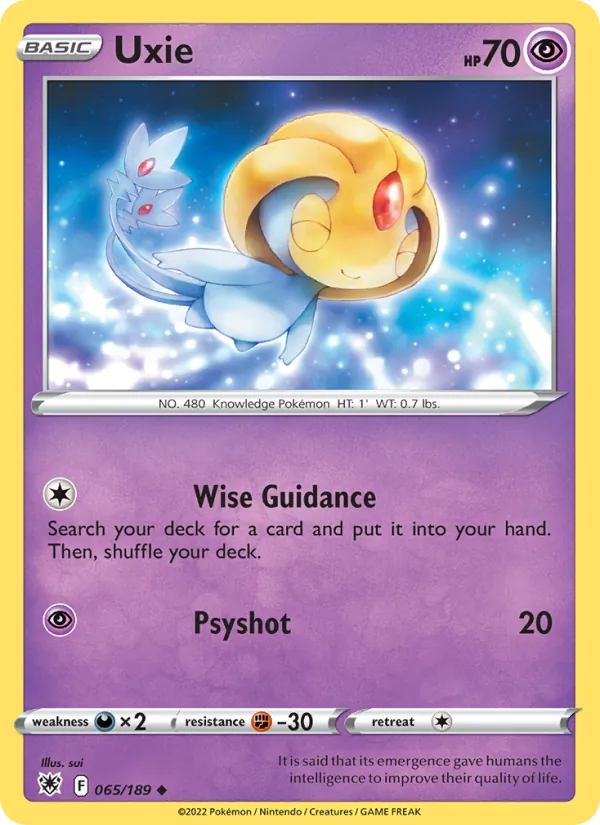 Uxie Reverse Holo 065/189 Astral Radiance Pokémon Card