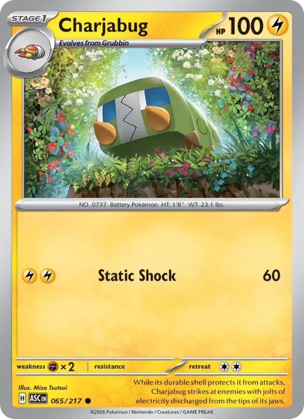 Charjabug Reverse Holo 065/217 Ascended Heroes Pokémon Card