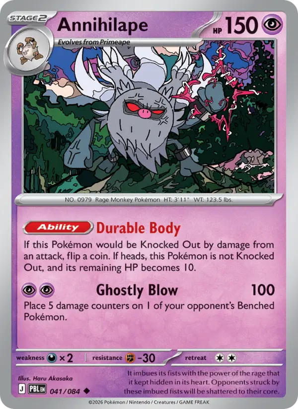 Annihilape Reverse Holo 041/84 Pitch Black Pokémon Card