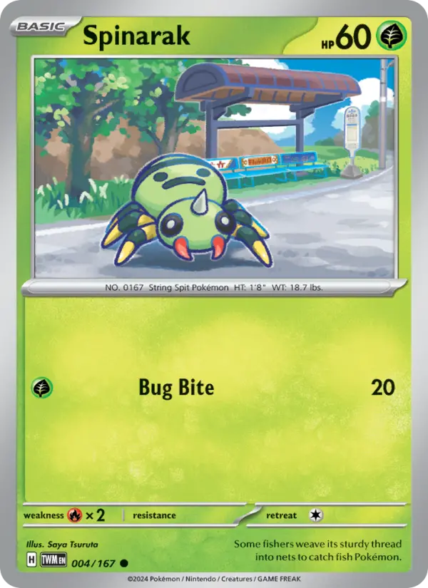 Spinarak Reverse Holo 004/167 Twilight Masquerade Pokémon Card