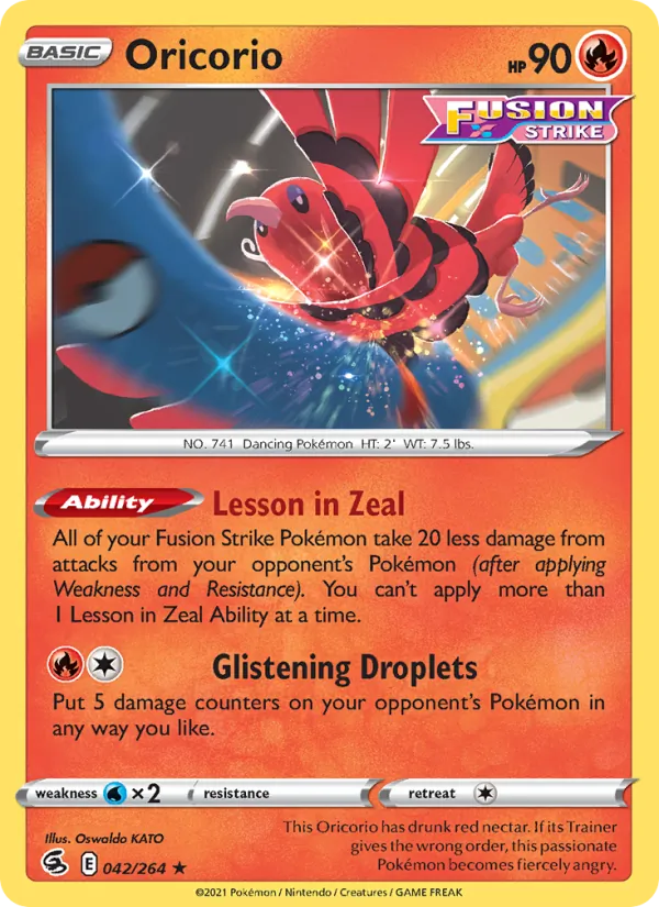 Oricorio Reverse Holo 042/264 Fusion Strike Pokémon Card