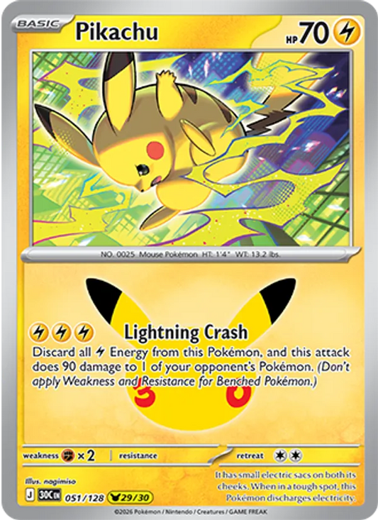Pikachu Normal 051/128 30th Celebration Pokémon Card