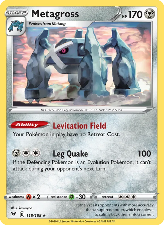 Metagross Normal 118/185 Vivid Voltage Pokémon Card
