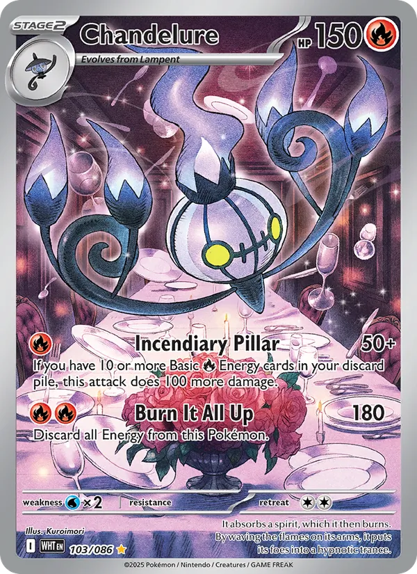 Chandelure Holo 103/86 White Flare Pokémon Card