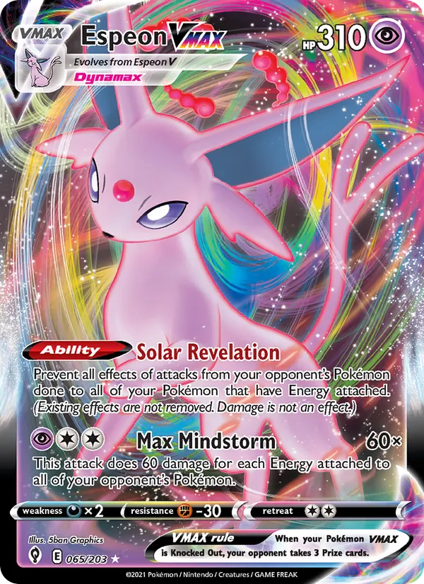 Espeon VMAX Holo 065/203 Evolving Skies Pokémon Card