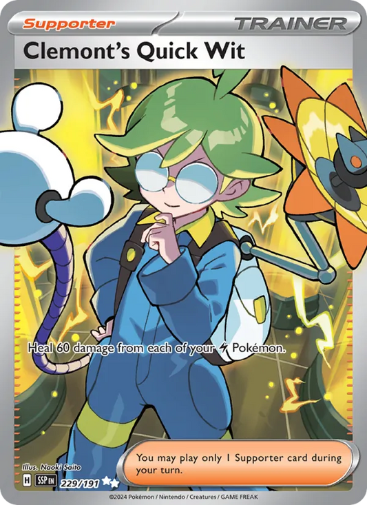 Clemont's Quick Wit Holo 229/191 Surging Sparks Pokémon Card