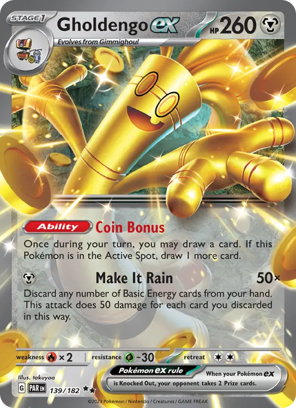Gholdengo ex Holo 139/182 Paradox Rift Pokémon Card