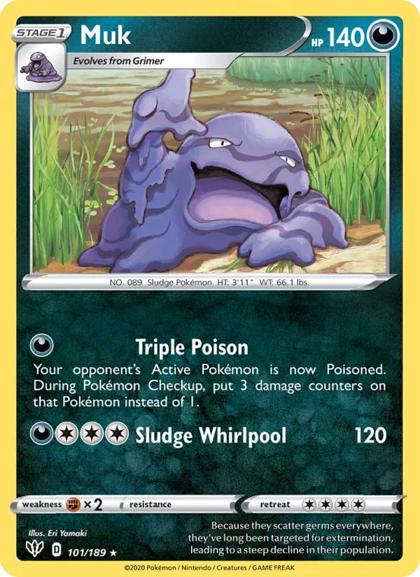 Muk Reverse Holo 101/189 Darkness Ablaze Pokémon Card