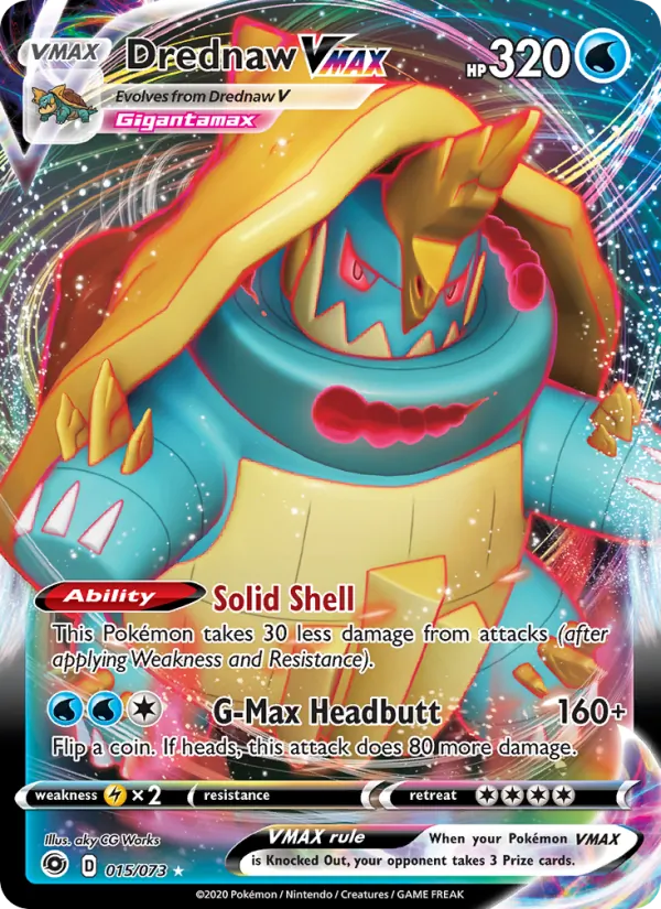 Drednaw VMAX Holo 015/73 Champion's Path Pokémon Card