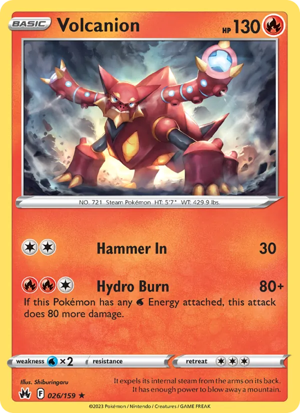 Volcanion Reverse Holo 026/159 Crown Zenith Pokémon Card
