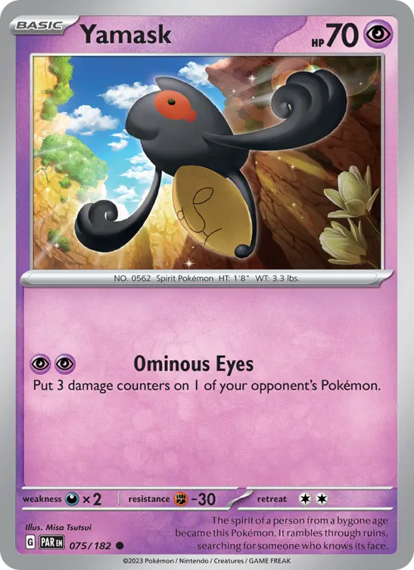 Yamask Reverse Holo 075/182 Paradox Rift Pokémon Card