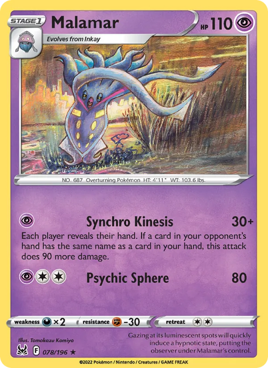 Malamar Reverse Holo 078/196 Lost Origin Pokémon Card