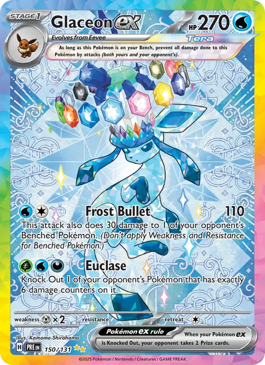 Glaceon ex Holo 150/131 Prismatic Evolutions Pokémon Card
