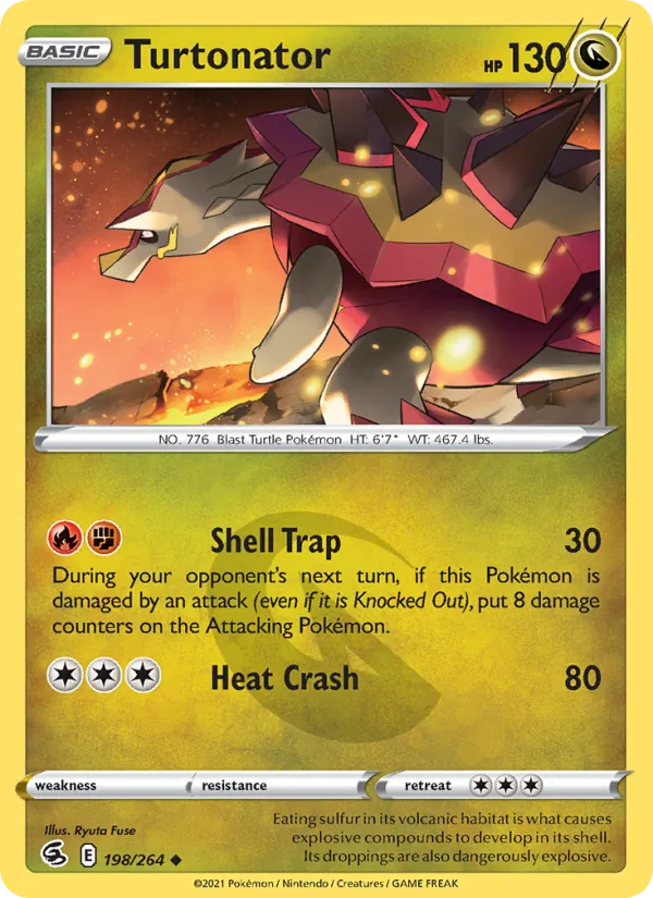 Turtonator Reverse Holo 198/264 Fusion Strike Pokémon Card