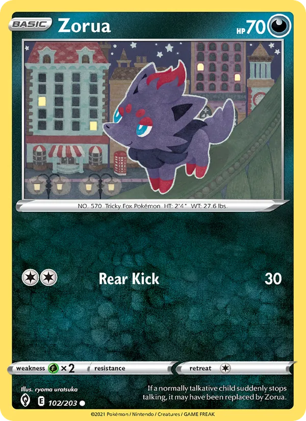 Zorua Reverse Holo 102/203 Evolving Skies Pokémon Card