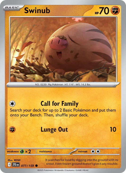 Swinub Normal 077/159 Journey Together Pokémon Card