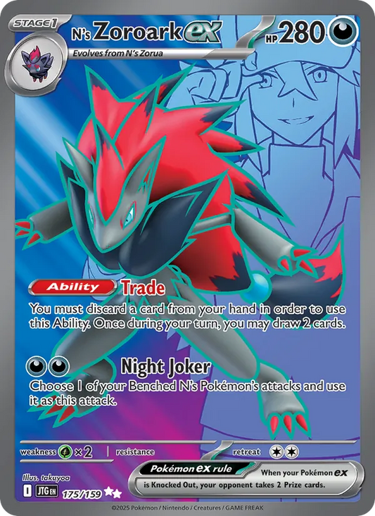 N's Zoroark ex Holo 175/159 Journey Together Pokémon Card