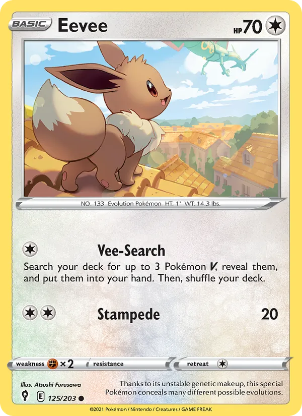 Eevee Reverse Holo 125/203 Evolving Skies Pokémon Card