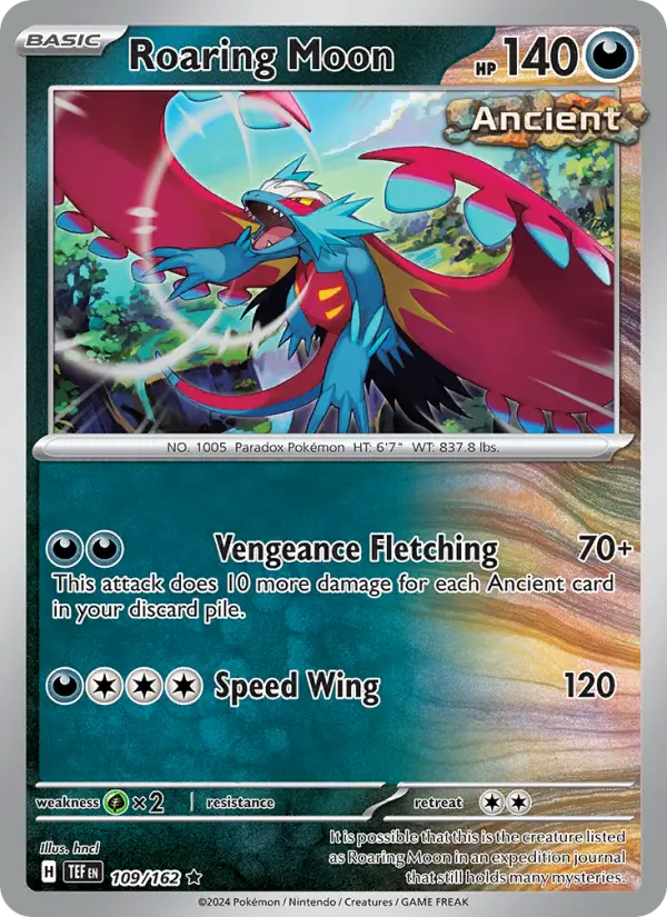 Roaring Moon Reverse Holo 109/162 Temporal Forces Pokémon Card