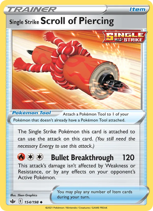 Single Strike Scroll of Piercing Reverse Holo 154/198 Chilling Reign Pokémon Card