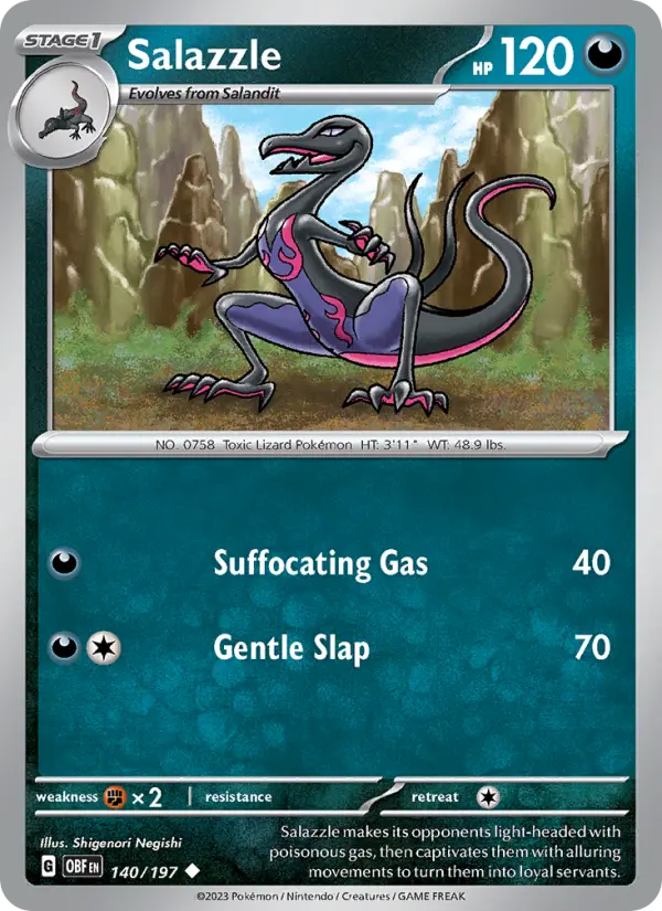 Salazzle Reverse Holo 140/197 Obsidian Flames Pokémon Card