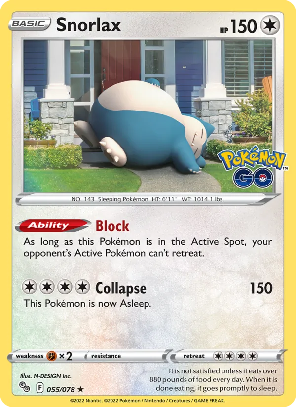 Snorlax Reverse Holo 055/78 Pokémon GO Pokémon Card