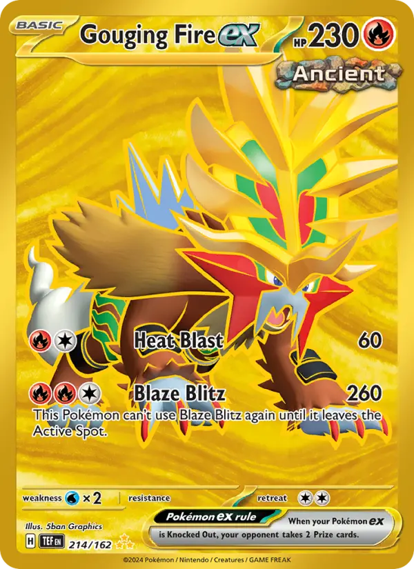 Gouging Fire ex Holo 214/162 Temporal Forces Pokémon Card