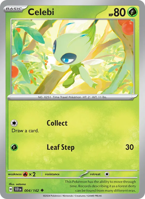 Celebi Normal 004/142 Stellar Crown Pokémon Card