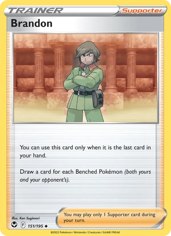 Brandon Reverse Holo 151/195 Silver Tempest Pokémon Card
