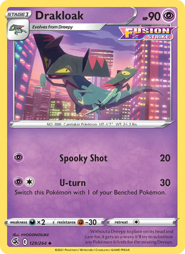 Drakloak Reverse Holo 129/264 Fusion Strike Pokémon Card