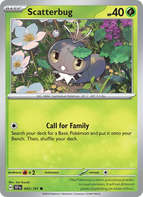 Scatterbug Reverse Holo 005/191 Surging Sparks Pokémon Card