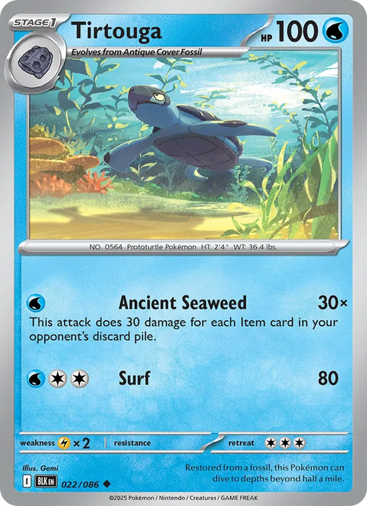Tirtouga Normal 022/86 Black Bolt Pokémon Card