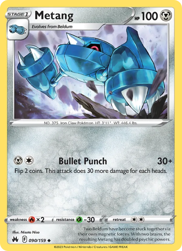 Metang Reverse Holo 090/159 Crown Zenith Pokémon Card