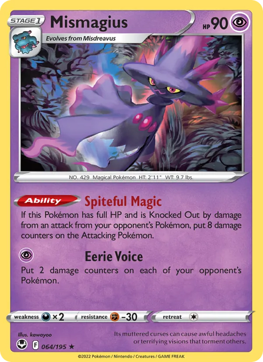 Mismagius Normal 064/195 Silver Tempest Pokémon Card