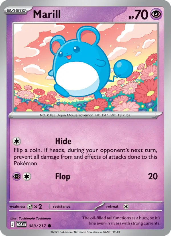 Marill Reverse Holo 083/217 Ascended Heroes Pokémon Card
