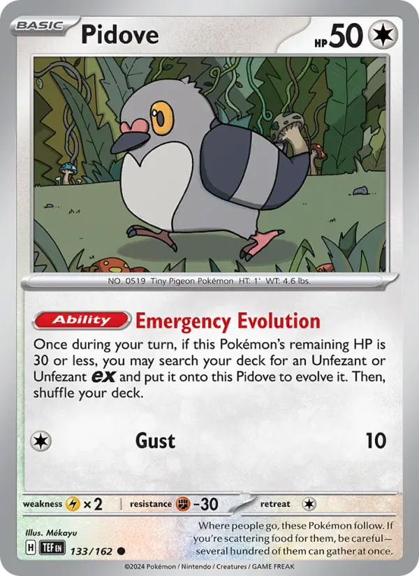 Pidove Reverse Holo 133/162 Temporal Forces Pokémon Card