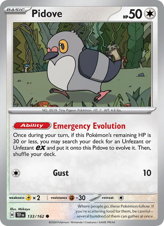 Pidove Reverse Holo 133/162 Temporal Forces Pokémon Card